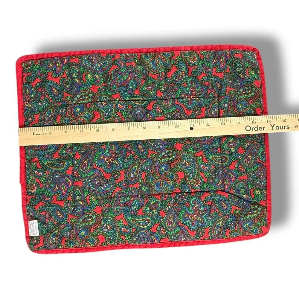 VTG Lands' End Coming Home Red & Green Paisley Placemats & Table Runner 6pc‎ Set